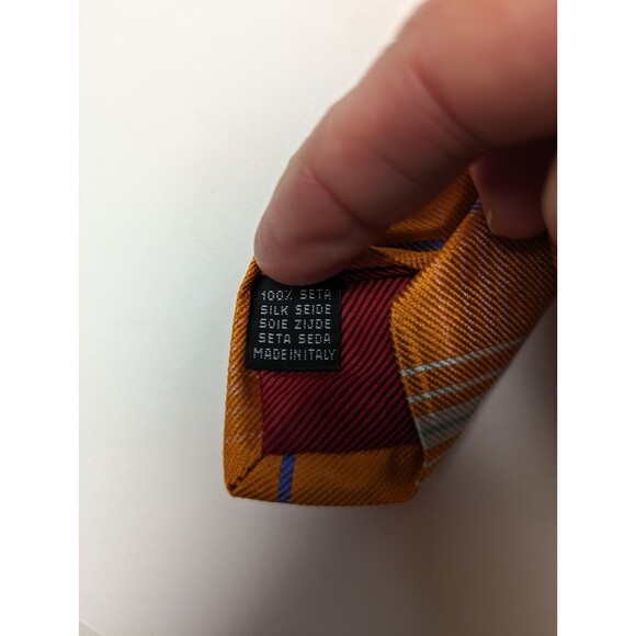 Byron British Style Dress Necktie Men Orange Blue Italian Silk Tie 60” X 3” - Picture 2 of 6